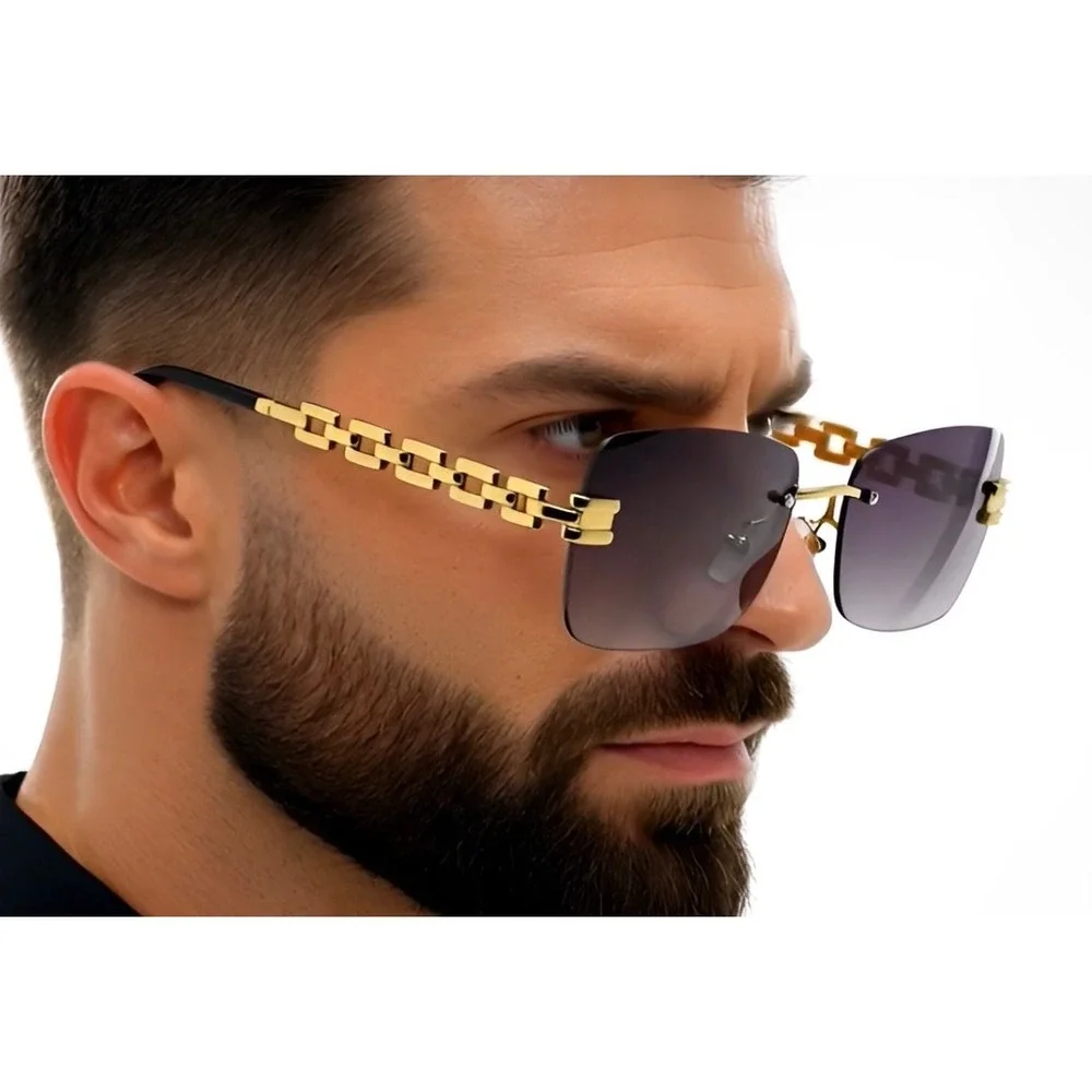 Sunglasses Aviator Rectangular Frameless Shades Hip Hop Cholo Migos Shades Gafas